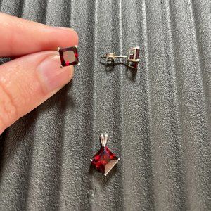 Red Crystal Earrings and Pendant